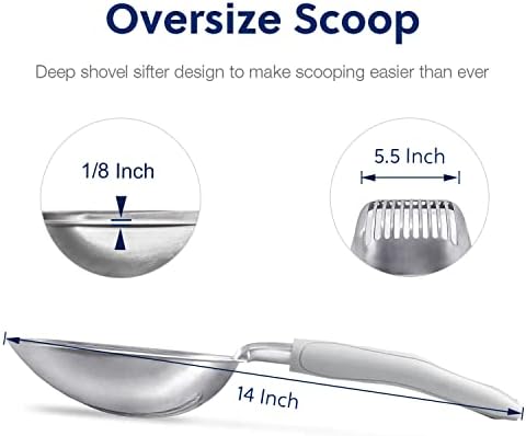 WePet Cat Litter Scoop, Aluminum Alloy Sifter, Kitty Metal Scooper, Deep Shovel - Image 2