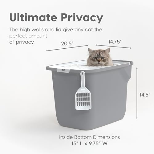 IRIS USA Large Top Entry Cat Litter Box, Hooded Privacy - Image 2