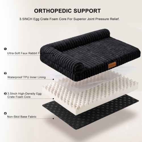 Orthopedic Large Dog Bed Furry Pet Bed, Washable Cover 36''X24'' - Image 6