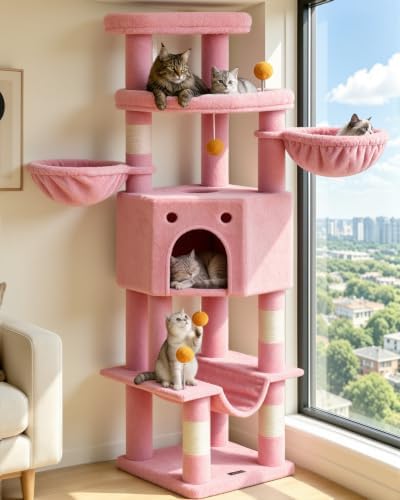 Cat Tree Tower for Indoor Large Adult Cats, 73in Tall Heavy Duty by FeliskynCatTreeTower