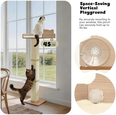 Cat Window Perch with Thick Sisal Scratching Post, Cat Hammock - Image 2