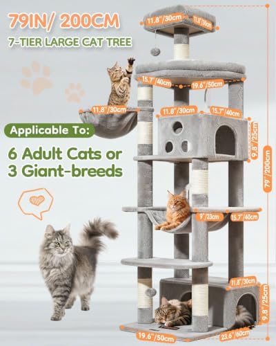 Taoqimiao 79in Cat Tree, Tall Large Cat Tower - Image 6