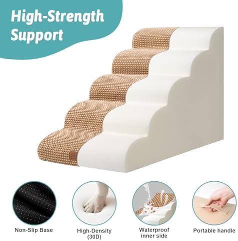 COZY KISS Extra Wide Dog Stair for Small Dog, 5 Step Pet Ramp for Bed - Image 4