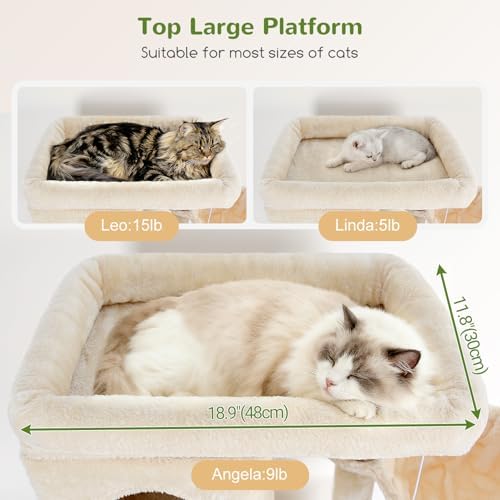 Globlazer F66 Corner Cat Tree, 66in Multi-Level Climbing Tower - Image 2