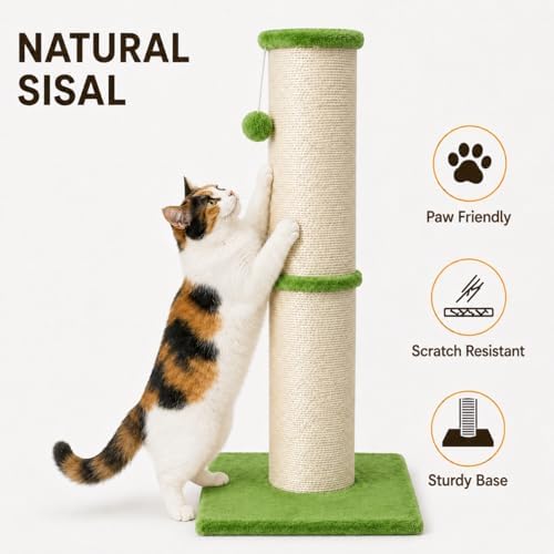 PAWSCRAT 32-Inch Tall Cat Scratching Post, 5.5-Inch Diameter - Image 3