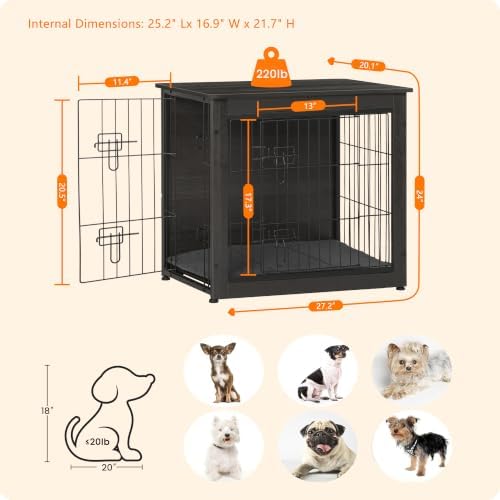 DWANTON 27" Dog Crate Furniture, Dog Kennel Indoor, - Image 5
