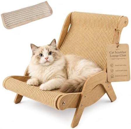 Cat Scratch Lounger Chair, Wooden Sisal Scratching Bed，14.5''*20.2''*12.4'' by Unknown