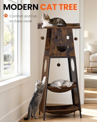 56in Modern Wood Cat Tree Tower - Image 6