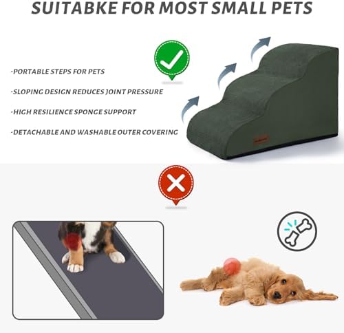 Aodisman Dog Stairs for Small Dogs and Cats, 3-Step Pet Ramp for Couch - Image 7