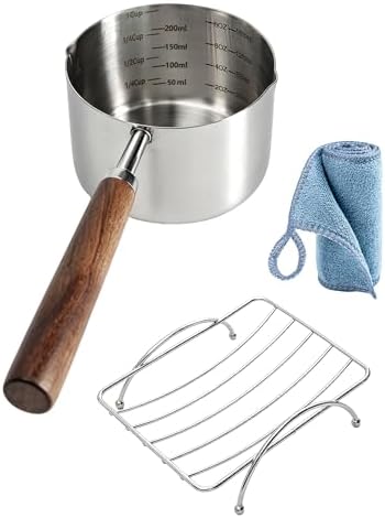 Dog Food Scoop 1 Cup with Cleaning Towel and Drying Rack, 304 Stainless Steel by ALFUN