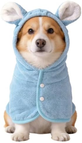 Pet Bathrobe for Dog Cat Absorbent Quick Drying Hooded Bath Towel by Unknown