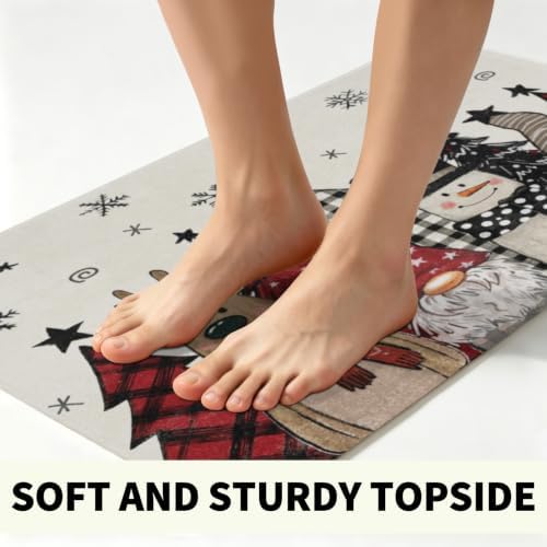 Giwawa Winter Snowman Gnome Bath Rug Xmas Tree Bathtub Mat Non Slip Absorbent - Image 4