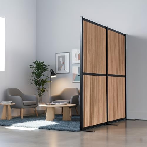 VIVO Wood Slat Freestanding 76 x 66 inch Privacy Panel, PP-MWS63WD - Image 2