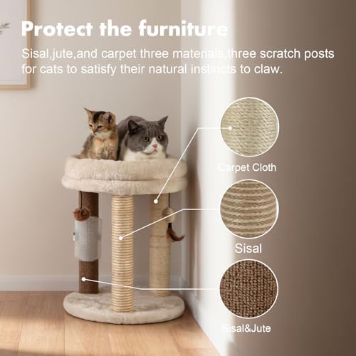 MECOOL 4in1 Small Cat Tree, Scratching Post - Image 3