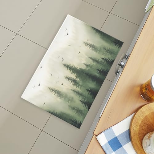 Giwawa Green Misty Forest Bath Rug Mountain Woodland Bathtub Mat Non Slip - Image 6