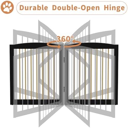 PUPETPO Freestanding Pet Gate for Dogs, Foldable Wooden Dog Gate for House - Image 5