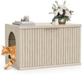 Homhedy Cat Litter Box Enclosure, Modern Fluted Accent, Cream Gray by Homhedy