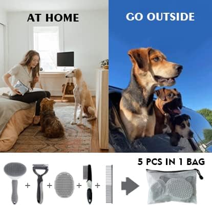 5PCS Grooming Kit for Dog, Puppy- Deshedding & Slicker Brush for Short-Haired - Image 6