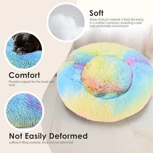 28in Large Dog Bed, Calming Donut Bed - Image 4