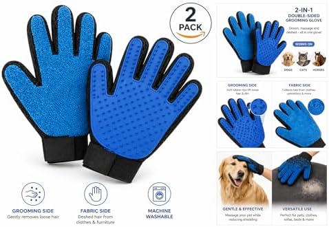2-in-1 Pet Grooming Gloves 2-Pack – Double-Sided Deshedding & Pet Hair Remover - Image 4