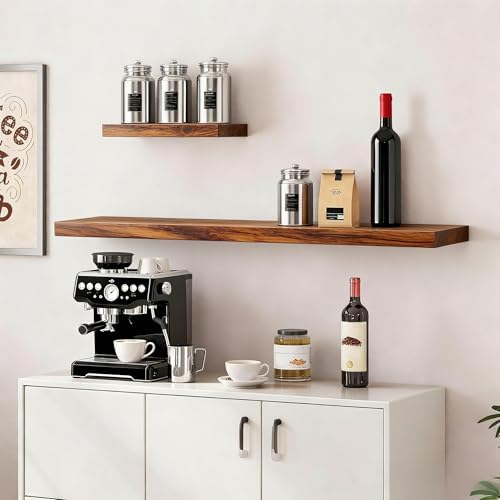 Vervida® Rustic Brown Floating Wall Shelves 35.4in Set of 3 Farmhouse - Image 7
