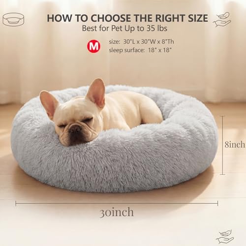 nononfish Plush Donut Dog Bed for Small Dogs, Cozy Round Pet Bed - Image 3