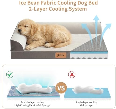 Large Dog Bed with Cooling Gel Memory Foam, Orthopedic Waterproof Pet Bed with - Image 3