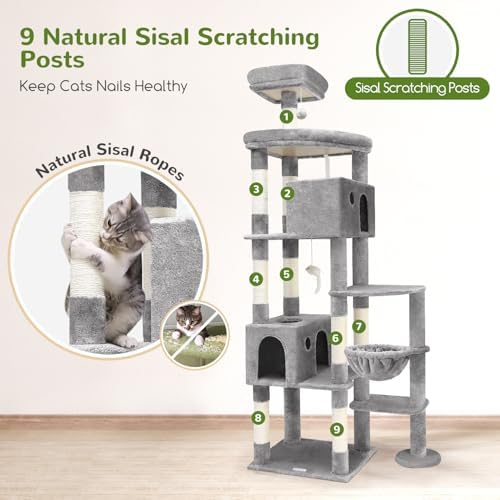 Globlazer Giant Cat Tree for Indoor Large Cats, Light Grey - Image 4