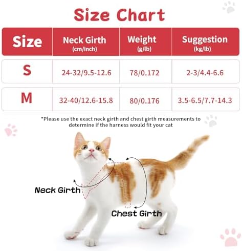 Cat Harness and Leash Set, Escape Proof Soft Vest Walk Red Medium - Image 2