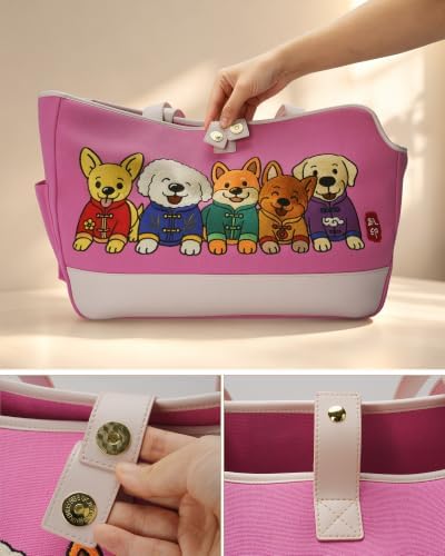 Dog Purse Carrier for Small Dogs, Embroidered Pet Tote - Image 3