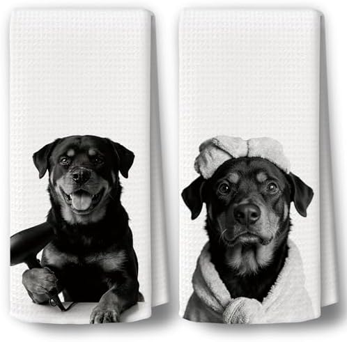 Dog Kitchen Towels Decor Set of 2 by BCUANGD