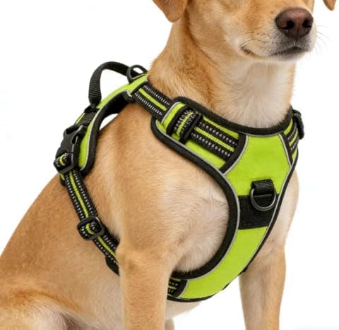 No-Pull Dog Harness with Soft Padded, Adjustable Reflective Vest Green XL - Image 4