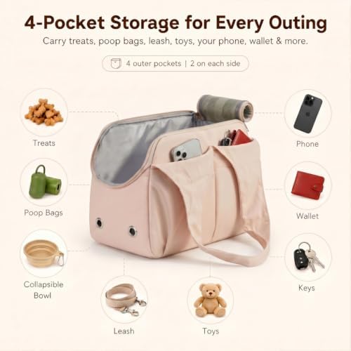 Fashion Dog Purse Carrier for Small Dogs and Cats, Soft-Sided Puppy Tote Bag Up - Image 4