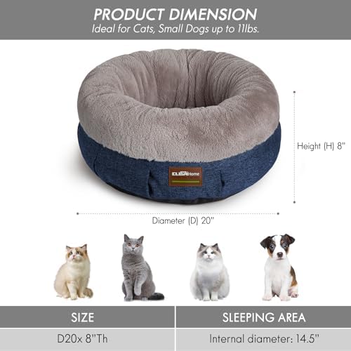 ClevaHome Calming Soft Plush Donut Cat Bed, Fluffy Round Cat Bed - Image 5