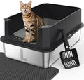 FURTIME Stainless Steel Cat Litter Box, Extra Large Cats Metal Litter Box by FURTIME