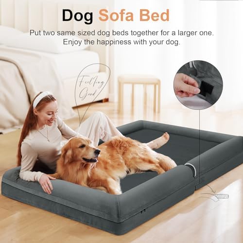 NANUYA Orthopedic Dog Bed for XX-Large Dogs, 44 x 34 Inch, Dark Grey - Image 3