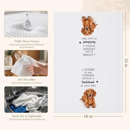 Dachshund Kitchen Towel, Funny Wiener Dog Kitchen Decor - Image 2