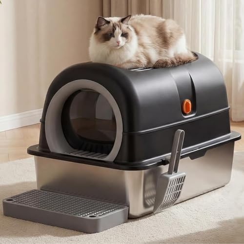 OLIXIS Stainless Steel Enclosed Litter Box by OLIXIS
