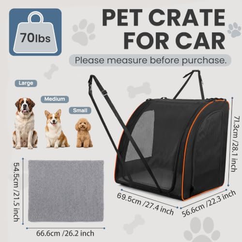 Dog Car Seat, Enclosed Carrier for Pets Travel Safety Dog Crate Soft-Sided - Image 2