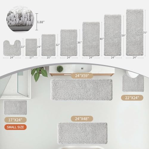 Disolla Grey & White Bathroom Rugs 20x32, Non-Slip Plush Thick Bath Mat - Image 3