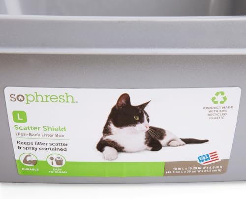 So Phresh by Petco Scatter Shield High-Back Litter Box Grey Large 18.5" L X 15" - Image 3