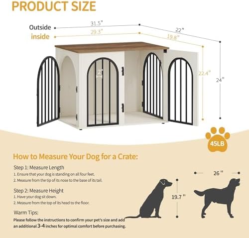 Hzuaneri 31.5'' Dog Crate Furniture, Dog Kennel Indoor - Image 2