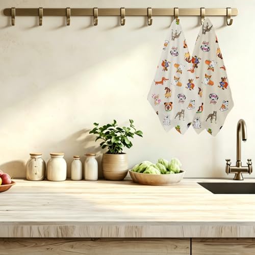 NISTOMISU Set of 2 Cute Dog Kitchen Towels, Dog Lovers Gifts - Image 3