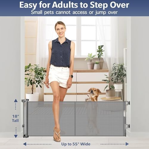 Reinforced 18 Inch Tall Retractable Pet Gate Short Dog Gates to Step Over - Image 2