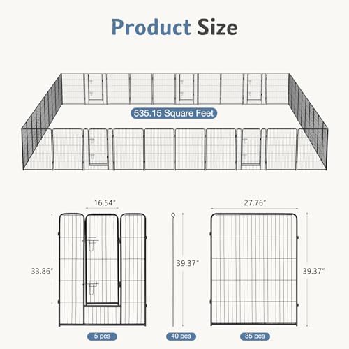 DUMOS Dog Playpen 40 Inch 40 Panels Indoor Outdoor Metal Pet Fence - Image 5