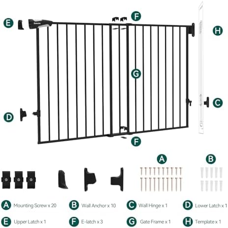 Babelio 31.5-55" No Bottom Bar Baby Gate Extra Wide, 2-in-1 Auto Close Dog Gate - Image 6