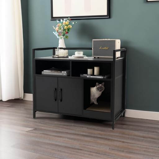 GIANTEX Cat Litter Box Enclosure, Hidden Cat Cabinet Furniture - Image 6