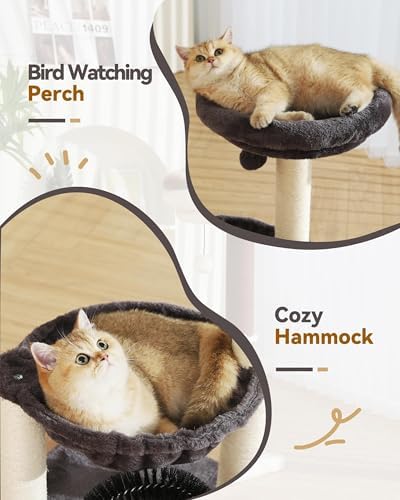 FluffyDream Cat Tree Tower for Indoor Cats, 27.8 Inches Multi-Level Cat Tree - Image 2