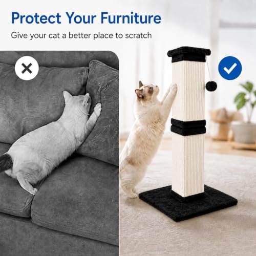 Vertical Cat Scratching Post for Indoor Cats, Sisal Scratch Tower - Image 4