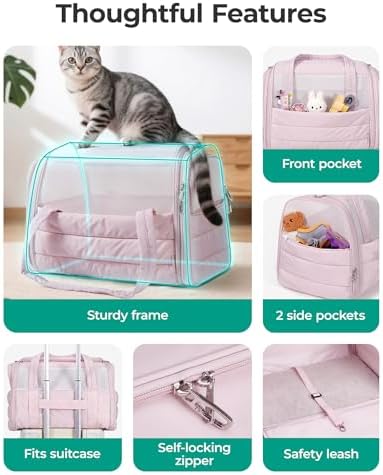 BAGSMART Cat Carrier Soft-Sided Puffy Quilted Collapsible Pet Travel Bag - Image 6
